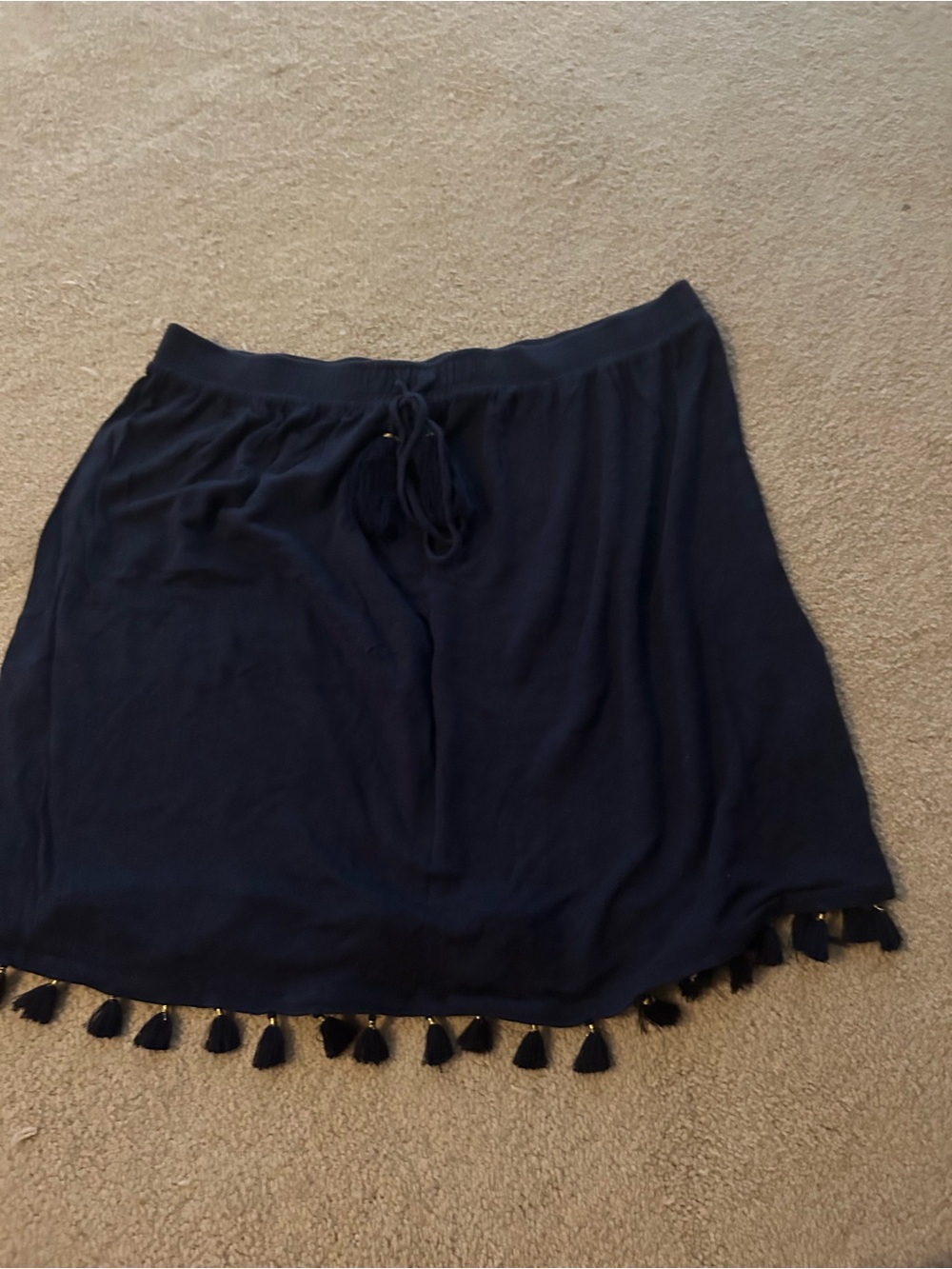 Women's Navy Tassel Hem Tube Top